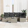 vidaXL Sofa Set mit Kissen mit Speicher 7 pcs Hellgrau Poly-Rattan
