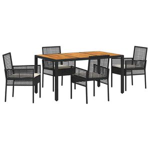 vidaXL Garten Essgruppe 5 pcs Schwarz Poly-Rattan