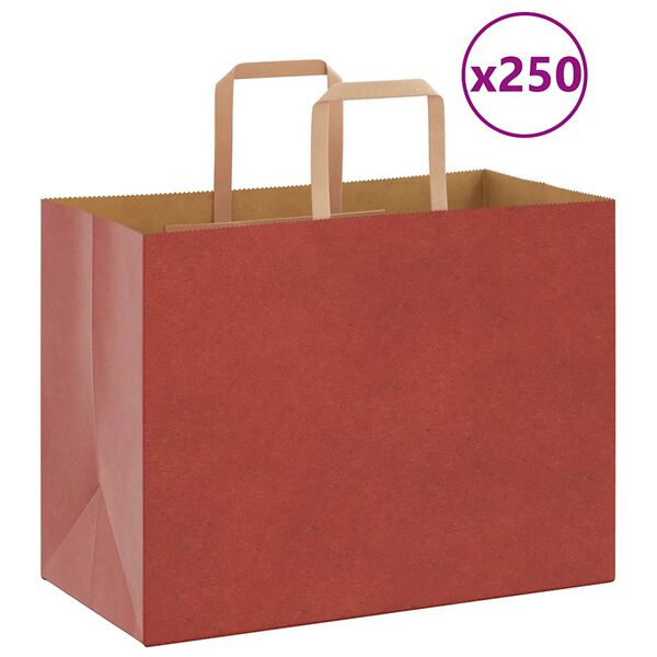 vidaXL Papiertragetaschen 250 Stk. mit Henkeln Rot 32x17x25 cm
