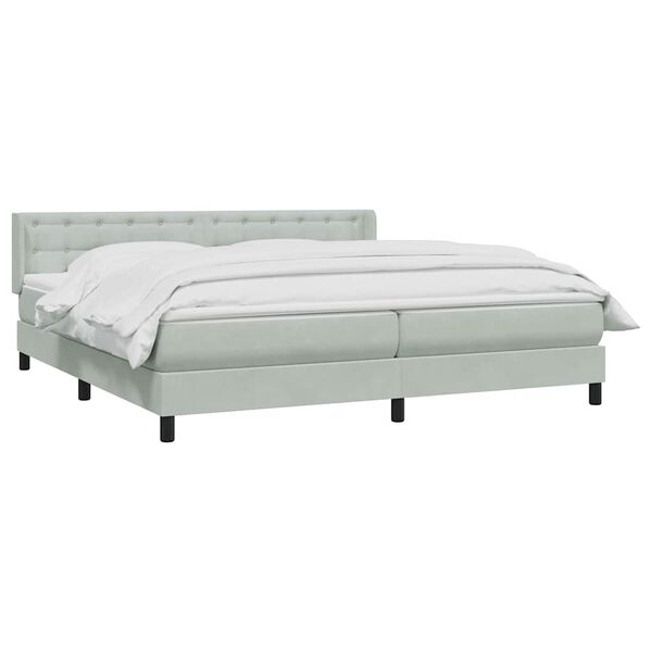 vidaXL Boxspringbett mit Matratze Hellgrau 180x220 cm Samt