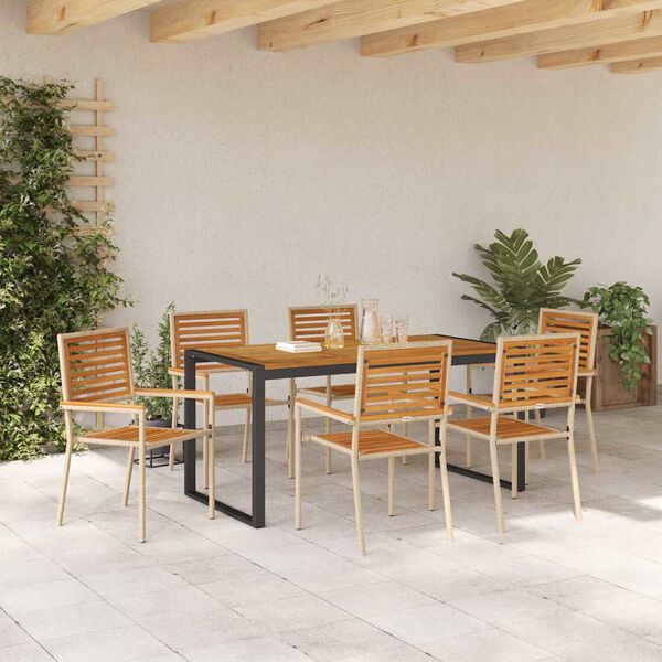 vidaXL Garten Essgruppe 7 pcs Beige und Braun Poly-Rattan