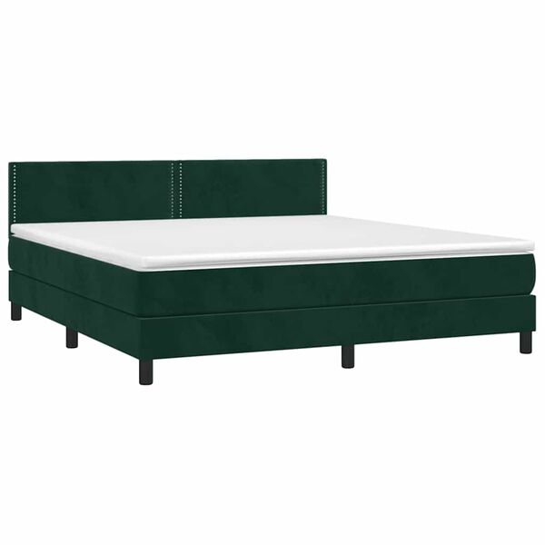 vidaXL Boxspringbett mit Matratze Dunkelgr&uuml;n 180x200 cm Samt