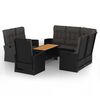 vidaXL 4-tlg. Garten-Lounge-Set mit Kissen Schwarz Poly Rattan