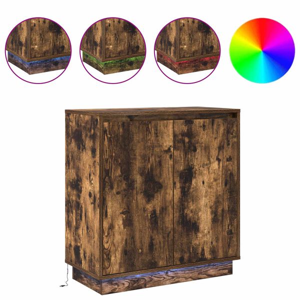 vidaXL LED-Sideboard Ger&auml;ucherte Eiche 71 x 34,5 x 75 cm Holzwerkstoff