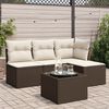 vidaXL 5-tlg. Garten-Sofagarnitur mit Kissen Braun Poly Rattan