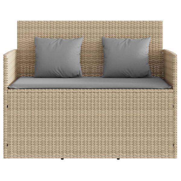 vidaXL Gartenbank mit Kissen Beige Poly Rattan