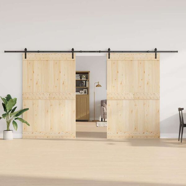 vidaXL Schiebet&uuml;rbeschlag-Set 427 cm Stahl Schwarz