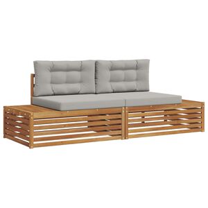 vidaXL Outdoor-Sofagarnitur Nat&uuml;rlich und Hellgrau 203,5 x 83 x 73 cm
