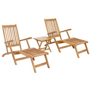 vidaXL Klappdeckstuhl mit Tisch 2 pcs Natur Massivholz Teak