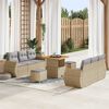 vidaXL Gartensofa-set mit Kissen mit Speicher 9 pcs Beige Poly-Rattan