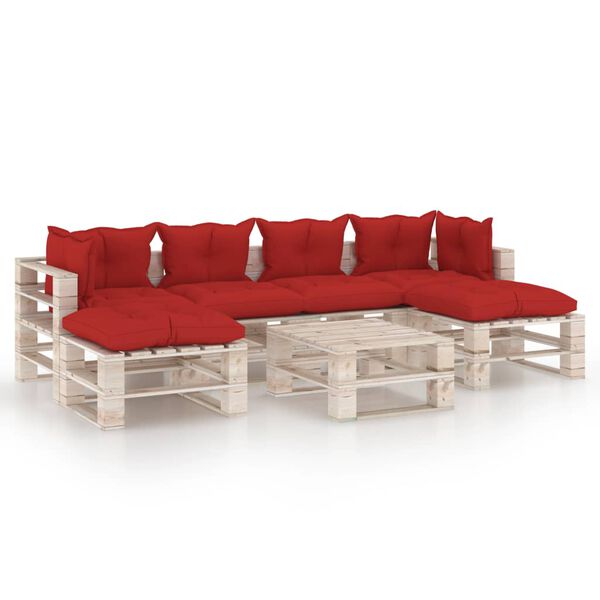 vidaXL 7-tlg. Garten-Lounge-Set aus Paletten mit Kissen Kiefernholz