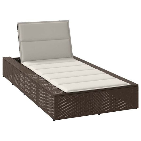vidaXL Sonnenliege mit schwebender Auflage Braun Poly Rattan