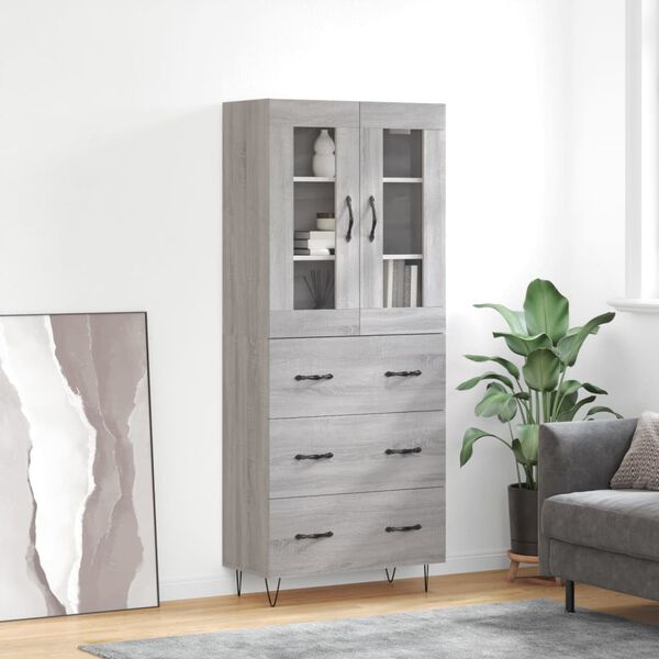 vidaXL Highboard Grau Sonoma 69,5x34x180 cm Holzwerkstoff