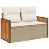 vidaXL 7-tlg. Garten-Sofagarnitur mit Kissen Beige Poly Rattan Akazie