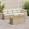 vidaXL Garten-Sofa-Set mit Kissen mit Speicher 7 pcs Beige Poly Rattan