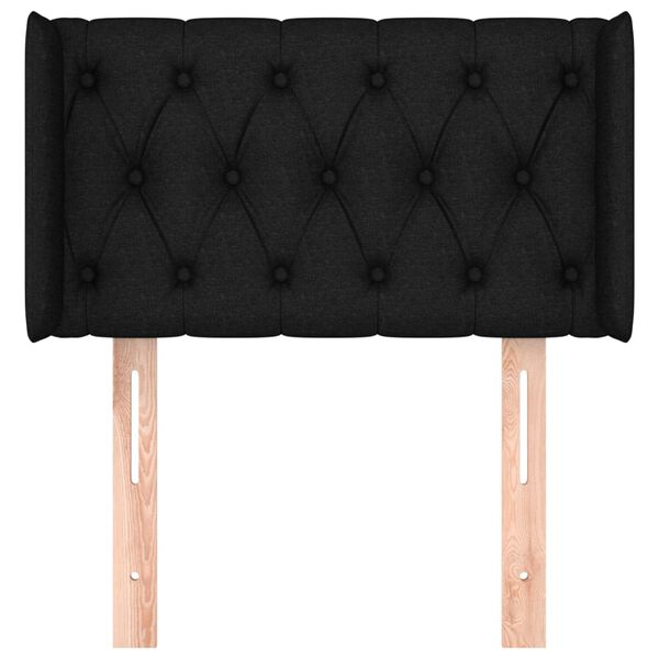 vidaXL Kopfteil mit Ohren Schwarz 83x16x78/88 cm Stoff