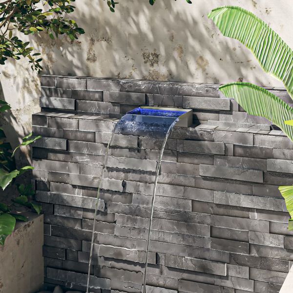 vidaXL Wasserfall-Element mit RGB LEDs Edelstahl 30 cm