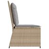vidaXL Gartenbank Verstellbar mit Kissen Beige Poly Rattan