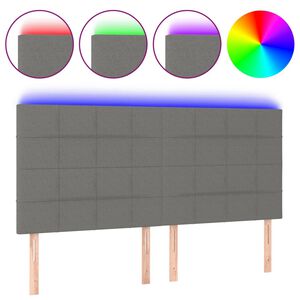 vidaXL LED Kopfteil Dunkelgrau 200x5x118/128 cm Stoff