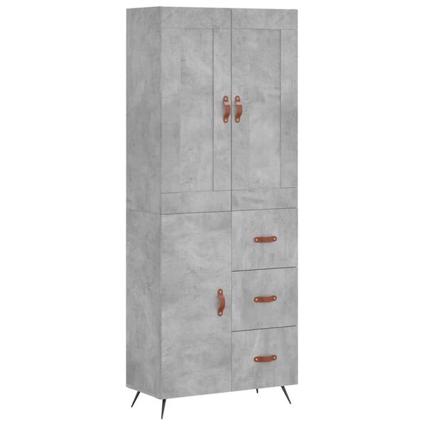 vidaXL Highboard Betongrau 69,5x34x180 cm Holzwerkstoff