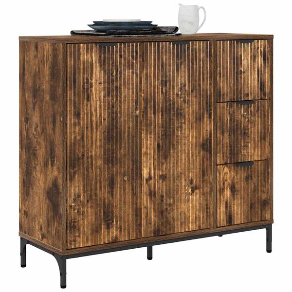 vidaXL Sideboard Ger&auml;ucherte Eiche 89,5 x 33 x 82 cm Holzwerkstoff