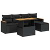vidaXL 6-tlg. Garten-Sofagarnitur mit Kissen Schwarz Poly Rattan