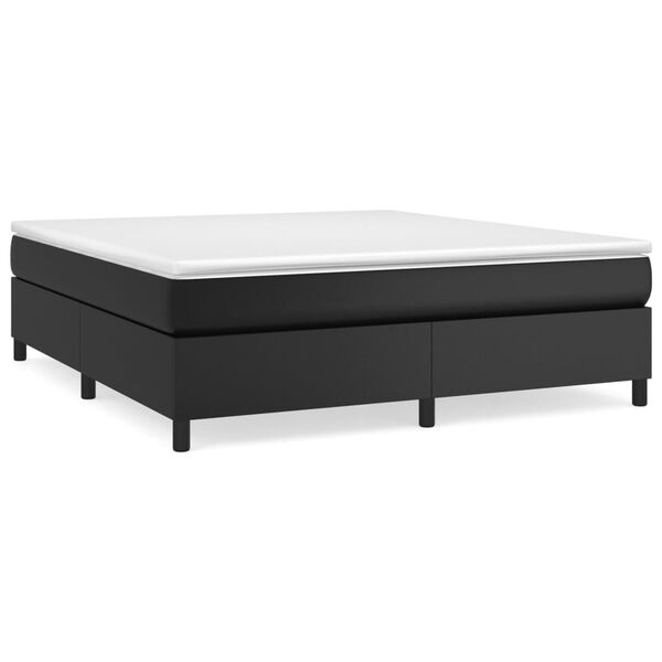 vidaXL Boxspringbett mit Matratze Schwarz 180x200 cm Kunstleder