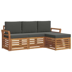 vidaXL Outdoor-Sofagarnitur 4 stk. 4-Sitzer Natur und Anthrazit