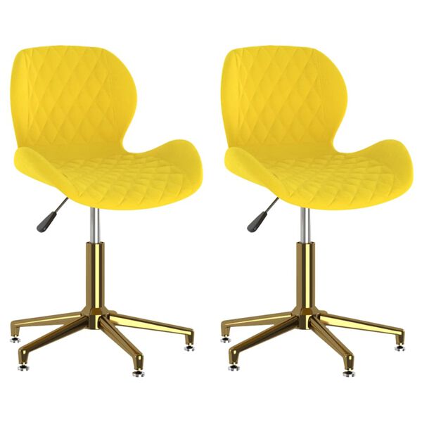 vidaXL Esszimmerst&uuml;hle 2 Stk. Drehbar Senfgelb Samt