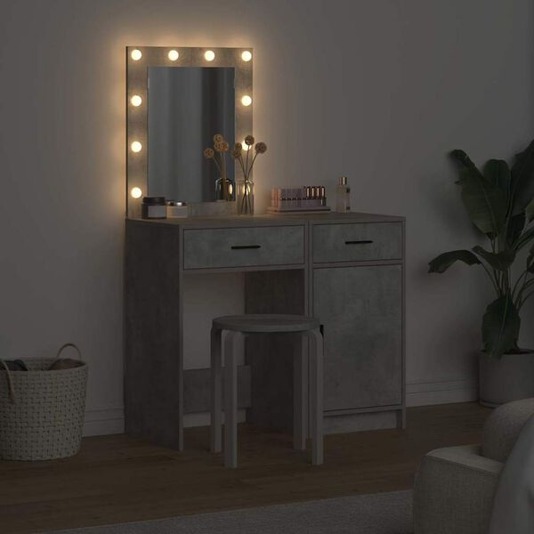 vidaXL Schminktisch mit Tür 2 pcs Grau 50 x 41 x 135 cm Holzwerkstoff