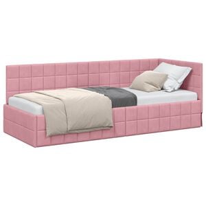 vidaXL Eckbettgestell mit Kopfteil Rosa 80 cm x 200 cm Samt