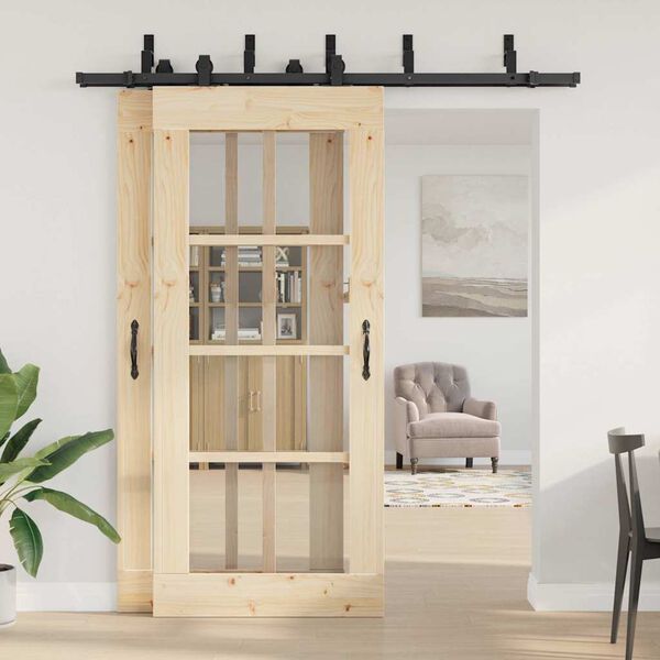 vidaXL Schiebet&uuml;rbeschlag-Set 200 cm Stahl Schwarz