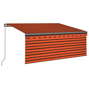 vidaXL Markise Manuell Einziehbar mit Rollo & LED 3x2,5 m Orange Braun