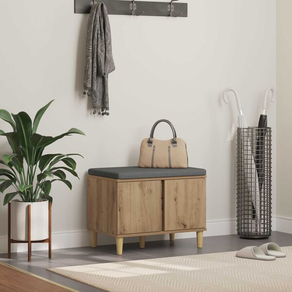 vidaXL Flurbank mit Kissen mit Speicher Artisan-Eiche 60 x 38 x 46 cm