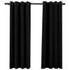 vidaXL Verdunkelungsvorh&auml;nge &Ouml;sen Leinenoptik 2 Stk. Schwarz 140x175cm