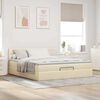 vidaXL Ottoman-Bett mit Matratzen & LEDs Creme 200x200 cm Stoff