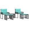 vidaXL Gartenm&ouml;bel-Set 5 Stk. Schwarz und T&uuml;rkis