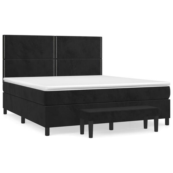 vidaXL Boxspringbett mit Matratze Schwarz 160x200 cm Samt