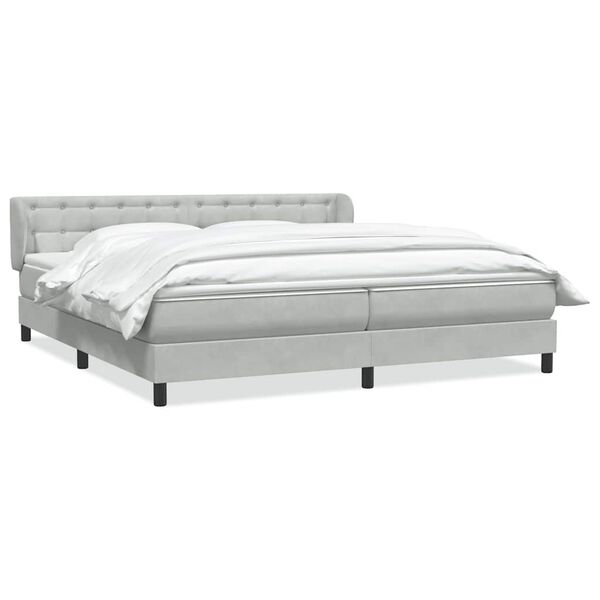 vidaXL Boxspringbett mit Matratzen Hellgrau 180x210 cm Samt
