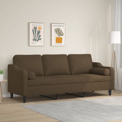 kunstmest stout Tolk vidaXL 3-Sitzer-Sofa mit Kissen Braun 210 cm Stoff | vidaXL.at