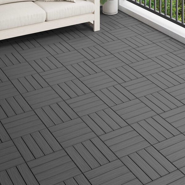 vidaXL Terrassenfliese 3D-Design 11 pcs Schwarz 30 x 30 cm WPC