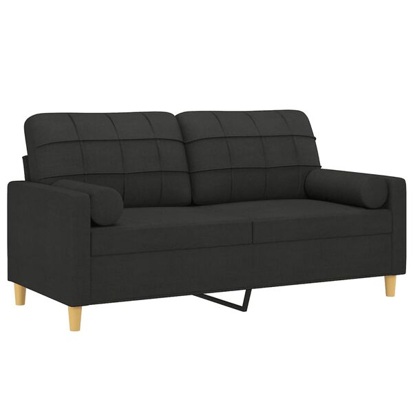 vidaXL 2-Sitzer-Sofa mit Zierkissen Schwarz 140 cm Stoff