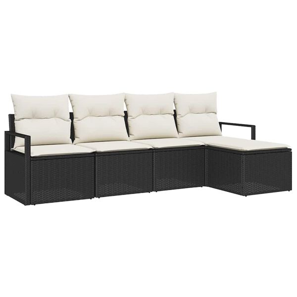 vidaXL Sofa Set 5 pcs Schwarz Poly-Rattan