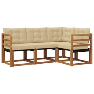 vidaXL Outdoor-Sofagarnitur mit Kissen 4 pcs Natur und Beige