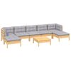 vidaXL 8-tlg. Garten-Lounge-Set mit Grauen Kissen Kiefernholz