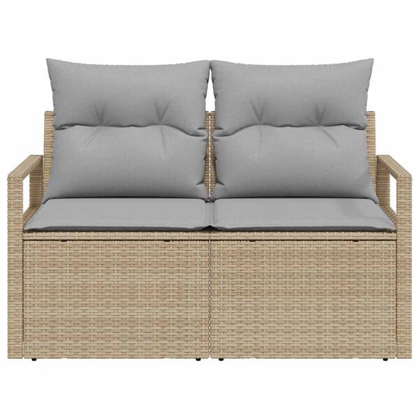 vidaXL Garten-Sofa mit Kissen 120 x 62 x 69 cm Poly-Rattan
