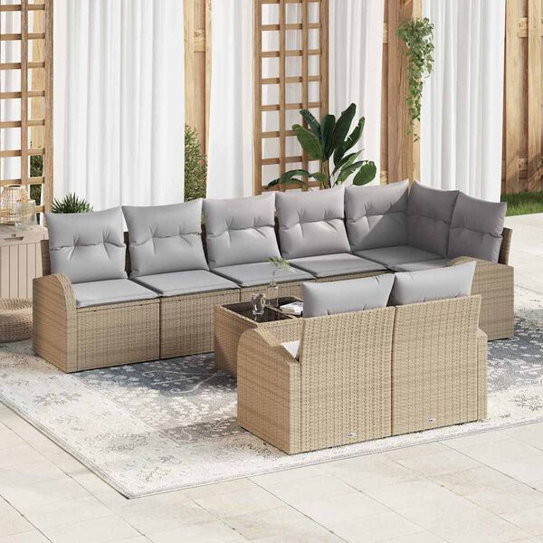 vidaXL Gartensofa-set Beige und Grau 55 x 55 x 37 cm Poly-Rattan