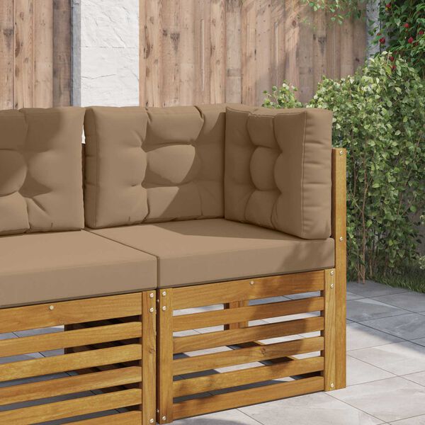 vidaXL Sofakissen f&uuml;r drau&szlig;en 3 pcs Taupe Polyester