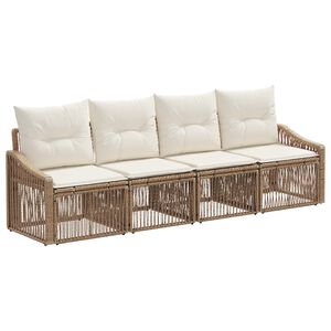 vidaXL Gartensofa-set 4 stk. Beige Poly-Rattan