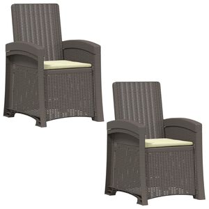 vidaXL Liegesessel Garten Rattan-Optik 2 pcs Hellgrau und Creme PP